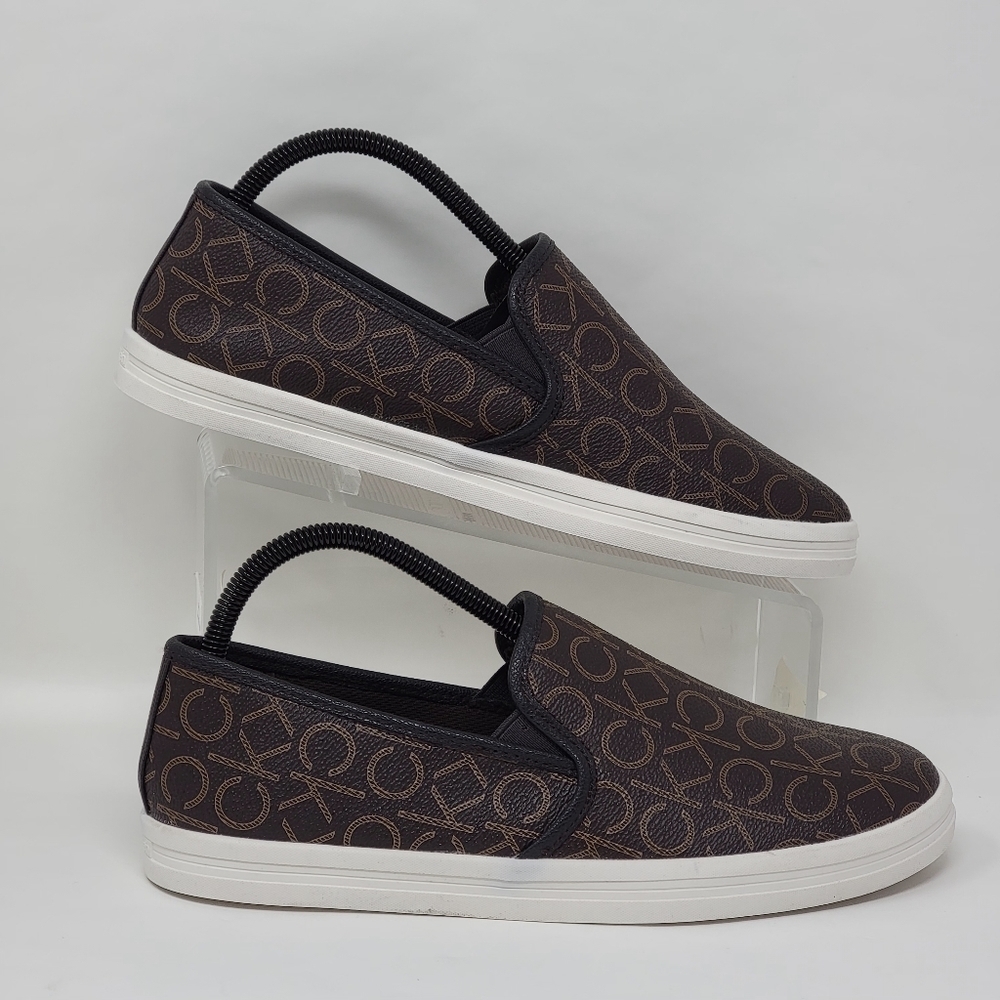 Calvin Klein Women's Brown White Slip On Casual Shoes Marren Size 9.5 New